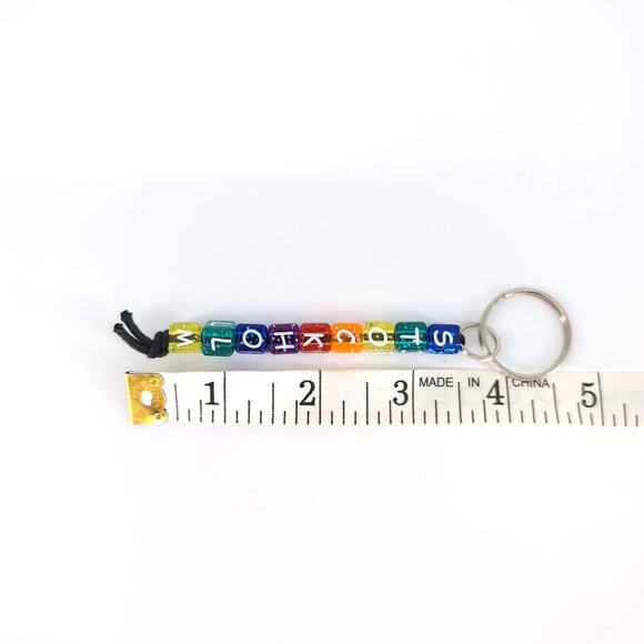 Stockholm Multicolored Neon Sparkly Beaded Souvenir Keychain / Key Ring - New - Picture 3 of 9